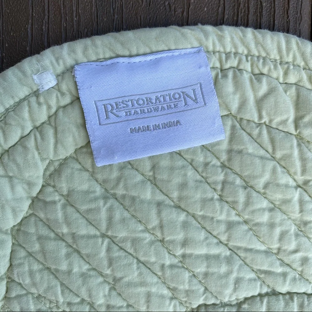 Restoration Hardware King Bedding Quilt Green White Heavyweight Reversible